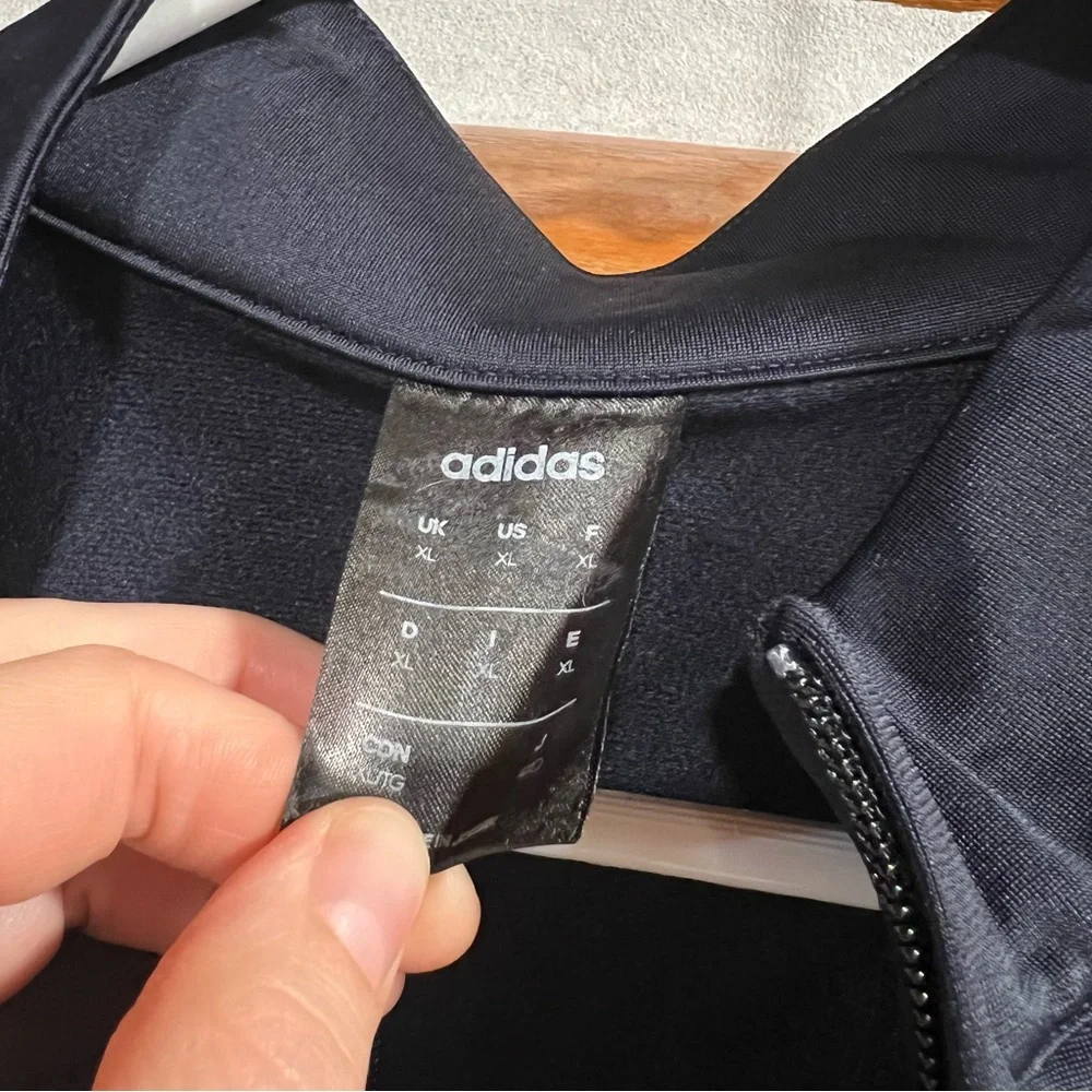 Adidas‎ Men's Navy Windbreaker with White Stripes